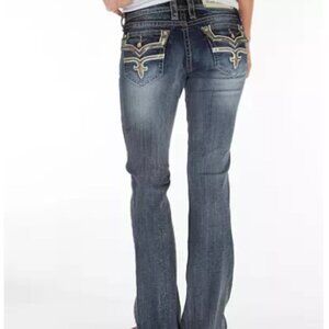 Rock Revival Posey Easy Boot Stretch Jean Y2K Sequins Embroidered Size 28
